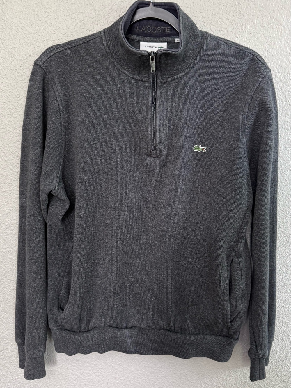 Lacoste | 1/4 Zip Sweater | Charcoal Grey | Size Large